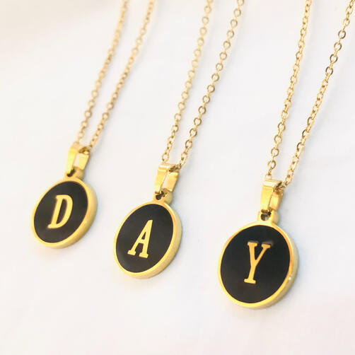 Black Initial Necklace
